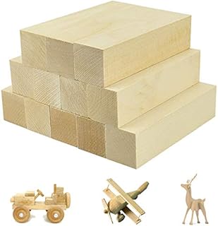 Favengo 12 Pcs Basswood Carving Blocks Natural Whittling Blocks Unfinished Wood Blocks Smooth Surface for DIY Carving, Shaping, Painting Creative Wood Art Craft (3.93x0.98x0.98'')