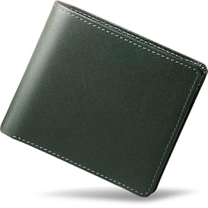 [東京下町工房] 財布 メンズ 2つ折り【至高の日本製】 大容量 二つ折り サフィアーノレザー カード メンズ たつのレザー 国内生産 父の日 (グリーン)" 