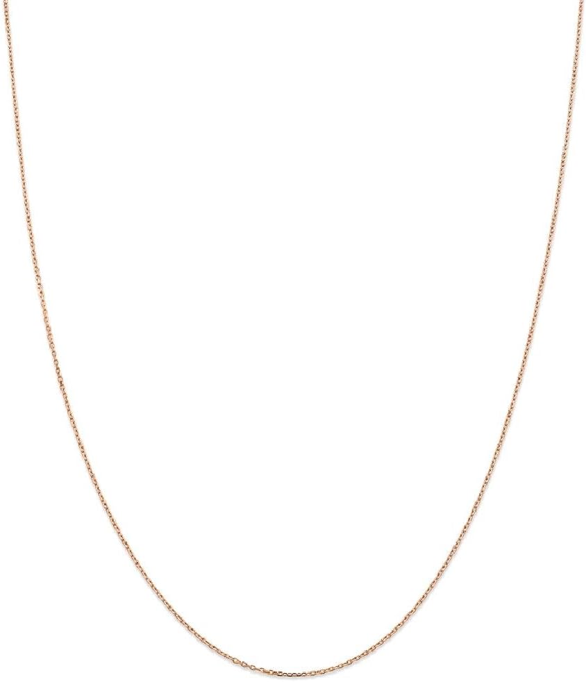 IceCarats 14K Solid Rose Gold Round 1mm Dainty Rolo Link Cable Chain Necklace Diamond Cut