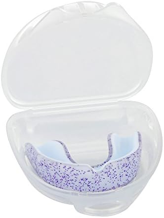 JS MMA Mouthguard Braces for Sports. BJJ, Boxing, Football, Ice and Field Hockey, Lacrosse, Basketball. Double Glitter Color Purple & Red, Custom Fit Youth and Adult, unisex With Case (Purple, Youth)