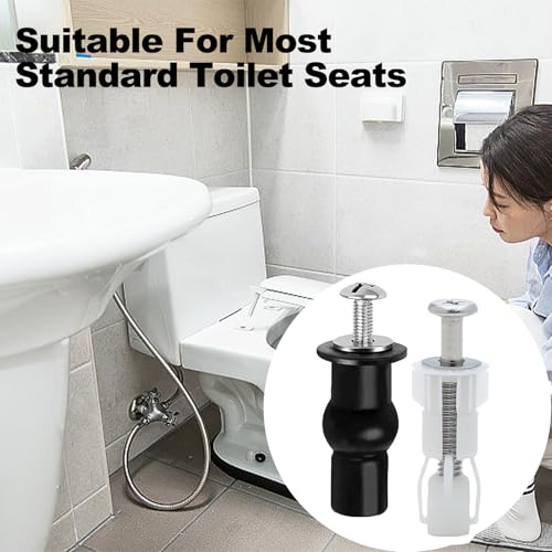 4 Stück WC Sitz Befestigung mit 2 Sätzen Unterlegscheiben,Expansionsschraube Befestigung WC-Sitze von oben deckel,Toilettensitz Behoben WC-Sitz Deckel Schrauben für Toilette Montage Scharnier Zubehör