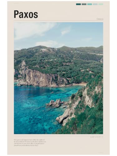 Souvenir de vacances Paxos Grèce - Poster A2 esthétique pour raviver vos souvenirs