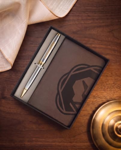 Image of Cross Gift Set | Coventry Chrome Medalist BP with A6 Notebook Brown | Premium Pen Gift Sets