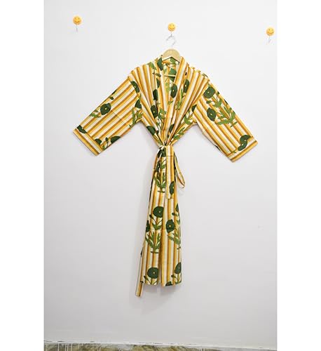 Image of Hand block print Cotton Kimono bikini cover up,Indian Hand block print Cotton Bath Robe,Swim Wear,Nighrwere Dressing Gown