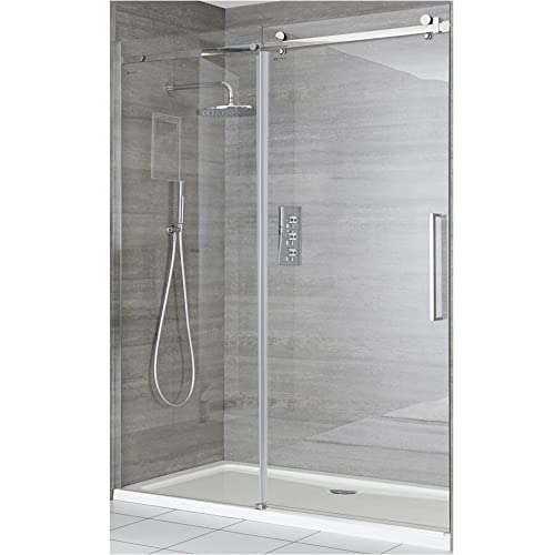 Milano Portland 1200mm Chrome Reversible Frameless Sliding Shower Enclosure Door