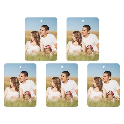 Personalized Air Freshener for Car - Double Sided Photo Custom Car Scents Air Freshener, Gift for Valentine’s Day Birthday Ideal for Car Wardrobe Bathroom Hanging Ornaments (Rectangle 5pcs)