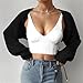 Fuimsul Women Open Front Ribbed Knit Crop Bolero Drop Shoulder Long Sleeve Solid Loose Fit Knitted Crop Cardigan Shrug Black