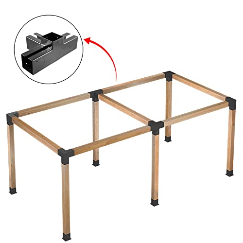 Fmhotu 4X4 Pergola Brackets Kit, Glossy Black Steel 4 Way Right Angle Corner Bracket For 4X4 Wood Beams (Actual Size: 3.5×3.5Inch), Post Base Brackets For Pergola/Gazebo (2Pcs) #TOP3