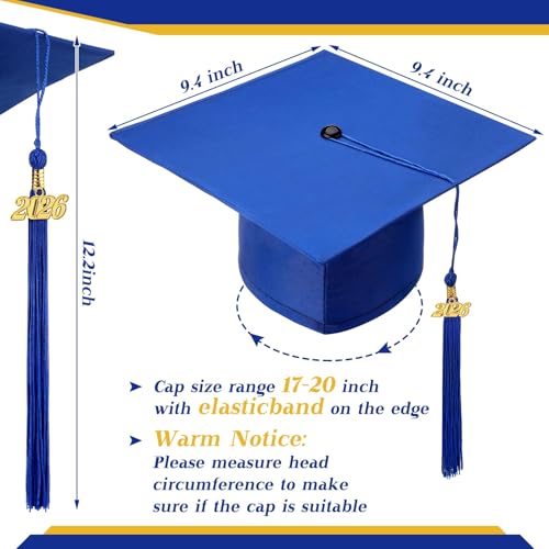 Berlune 48 Pcs Child Size 2026 Preschool Grad Caps Bulk Kindergarten Graduation Cap Grad Hats with Metal 2026 Tassel for Preschool (Blue)