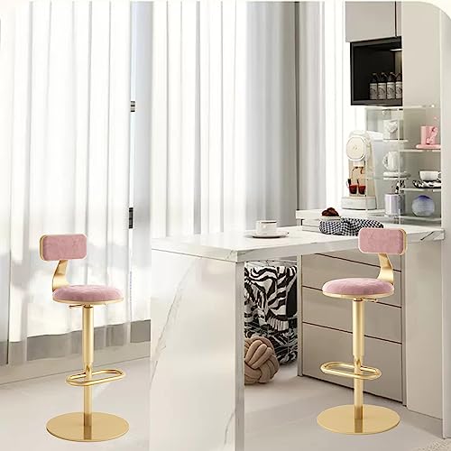 Tabourets de bar réglables en velours avec dossier ergonomique confort