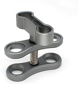 DIVTEK Dual Holes Ball Clamp Mount Aluminum Bracket Holder Butterfly-Type Adapter for Underwater Housing Light Arm Accessories Connection C-001-0001