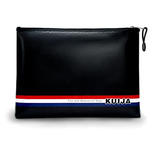Kuija Fireproof Document Bag 2000°F, 13.4"X9.4" Fireproof Waterproof Document Bag, Fireproof Money Bag，Fireproof Secure Storage Pouch With Zip, Fireproof Bags For Cash And Documents #TOP4