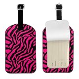 Zebra Tiger Leopard - Etiqueta de equipaje de piel estampada rosa, identificador de equipaje duradero, etiqueta de identificación de poliuretano suave, para viajes de negocios