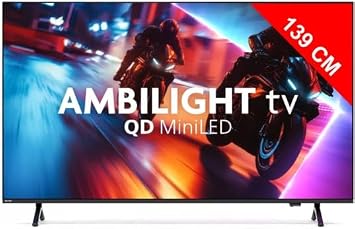 Philips Ambilight 55MLED910 'The Xtra' Mini LED 4K Smart TV, 55 Inch Screen with P5 Perfect Picture Engine Ultra HD, Titan OS, Dolby Vision and Dolby Atmos Sound