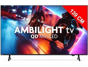 Philips Ambilight 55MLED910 'The Xtra' Mini LED 4K Smart TV, 55 Inch Screen with P5 Perfect Picture Engine Ultra HD, Titan OS, Dolby Vision and Dolby Atmos Sound