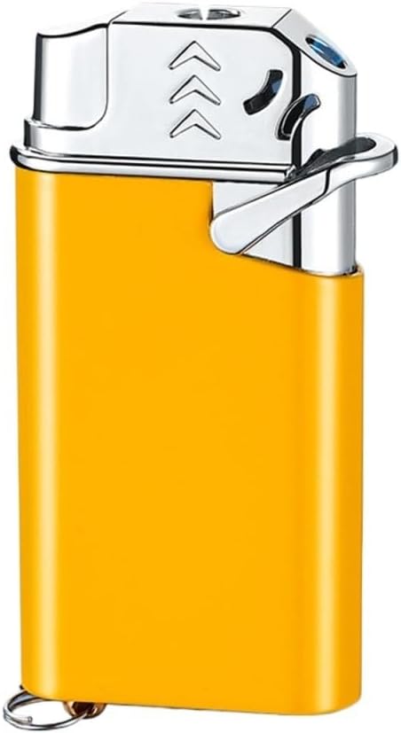 Multifunctional Open Frame Lighter, Butane Torch Refillable Adjustable Portable Lighter (Butane Not Included) (Yellow)