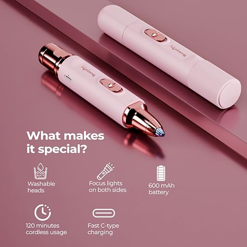 Image of Lifelong 2in1 Face & Eyebrow Trimmer for Woman |Painless Portable Gentle Face Mini Hair Remover |TypeC Rechargeable Facial Hair Removal Machine |Upper Lips, Chin, Ear & Nose |Focus Light, 2Hr Runtime