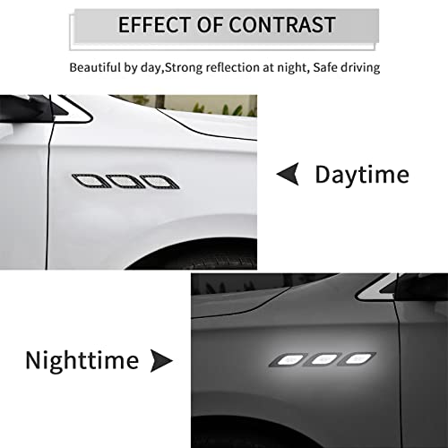 Sunbreath 6Pcs Car Fender Hood Bumper Reflective Decal Safety Warning Stripe Stickers Car Protection Body Stickers Decoration Universal Black-White #TOP5