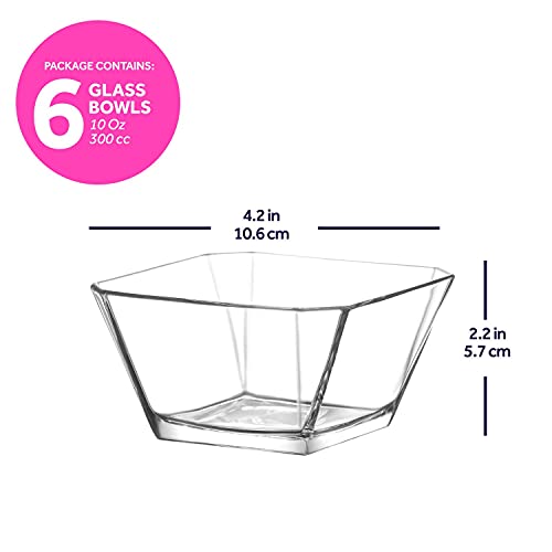 Lav Glass Serving Bowls Set Of 6-10 Oz Small Glass Bowls For Desserts - Dessert Bowls Glass - Glass Fruit Bowl For Serving And Dessert - Small Glass Ice Cream Bowls - Made In Europe #TOP4