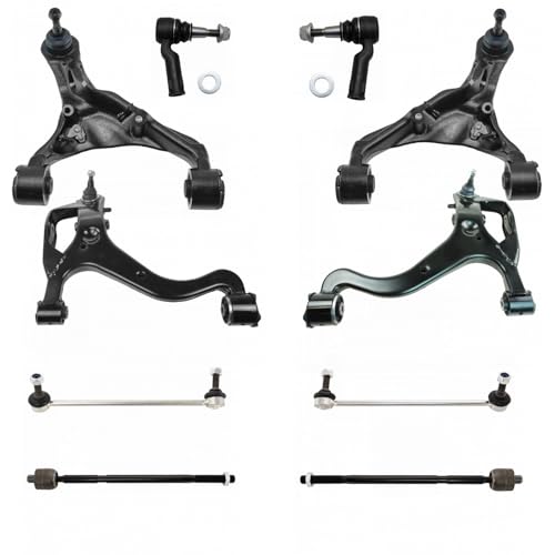 TRQ Front Steering & Suspension Kit Control Arm with Ball Joint Sway Bar Stabilizer Link Tie Rod Compatible with 2010-2013 Land Rover Range Rover Sport