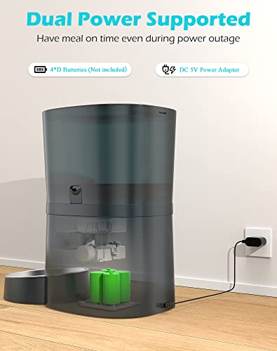 Automatic Cat Feeder, Honeyguaridan 6.5L Pet Feeder For Cats And Dogs Dry Food Dispenser With Desiccant Bag, Stainless Steel Bowl, 6 Meals Portion Control, Dual Power Supply &10S Voice Recorder #TOP5