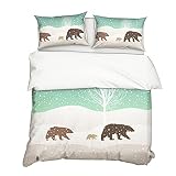 CCBAO Housse De Couette Surdimensionnée Motif Ours Polaire Taie d'oreiller Douce Et Confortable Hypoallergénique Convient Aux Adolescents AU Single(140x210cm)
