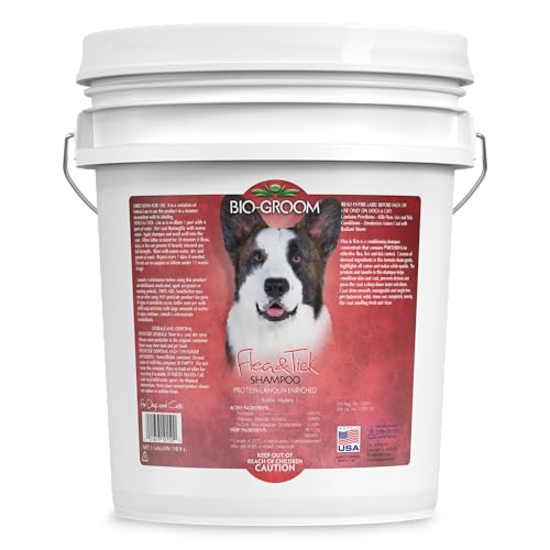 Bio-Groom Flea & Tick Dog Shampoo - Flea and Tick Prevention Treatment for Dogs & Cats, Cruelty-Free, Made in USA, Natural Repellent, Protein-Lanolin Shampoo - 5 Gallons