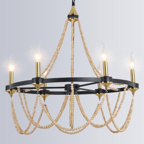 Black 6-Light Beaded Wagon Wheel