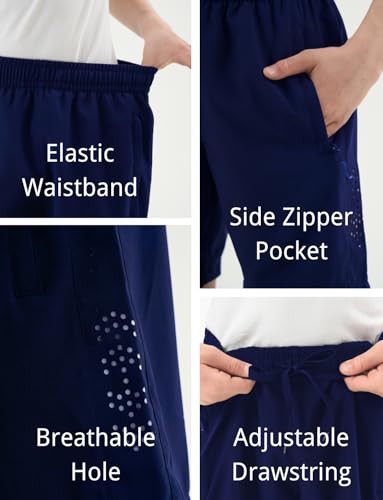 LEAO Youth Boys Athletic Running Shorts Lightweight Quick Dry Sports Workout Gym Hiking Shorts Zip Pockets UPF 50+4