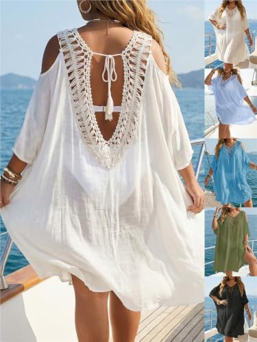 Robe de plage pour vacances d'été à la piscine, tunique ample transparente - 3