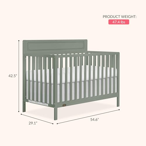 Image of Dream On Me Avery 5-in-1 Convertible Full-Size Baby Crib, Meadow Green