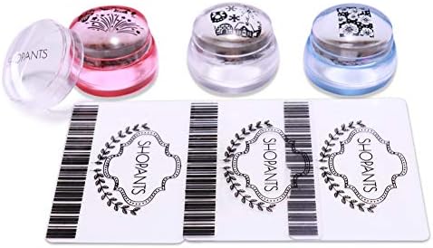 SHOPANTS 3PCS XL French Tip Nail Stamper Kit CLEAR Transparent Soft Stamper and Scraper Set Silicone Nail Art Printer Manicure Tool with lids