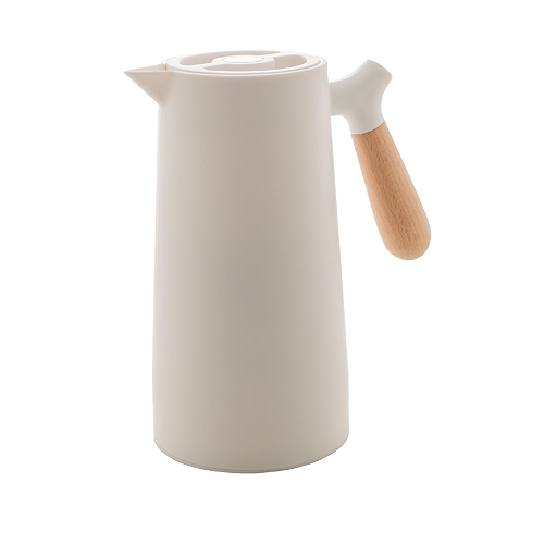 WOLFF - Garrafa Térmica de Plástico com Cabo de Madeira Nórdica 1L Branca - Mesa Posta - Itens Para Casa - Utensílios de Cozinha - Perfeita Para Café e Chá WOLFF - Garrafa Térmica de Plástico com Cabo de Madeira Nórdica 1L Branca - Mesa Posta - Itens Para Casa - Utensílios de Cozinha - Perfeita Para Café e Chá