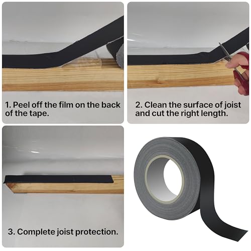 Image of HFS(R) Joist Tape for Decking Self-Adhesive Waterproof Seal Butyl Tape for Roof Deck Joists and Beams 2 inch x 50' (5 Rolls)