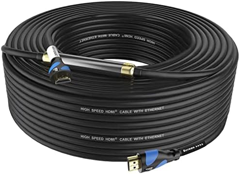 Postta HDMI Cable(75 Feet Blue) HDMI 2.0V with Built-in Signal Booster-Support 4K,3D,1080P,Ethernet,Audio Return-1 Pack