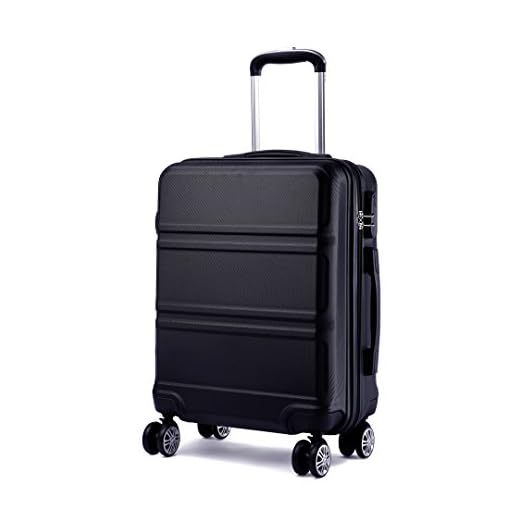 Kono Maleta de Cabina de ABS de 20 Pulgadas con Diseño Esculpido en Horizontal,4 Ruedas,55x40x22cm(Negro)