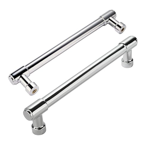 ZAUYX Solid Heavy Duty Jasper Pulls 10 Pack Polished Chrome Cabinet Pulls 5 Inch Hole Centers for Kitchen Cupboard Handles Modern Drawer Bathroom Cabinet Pull.