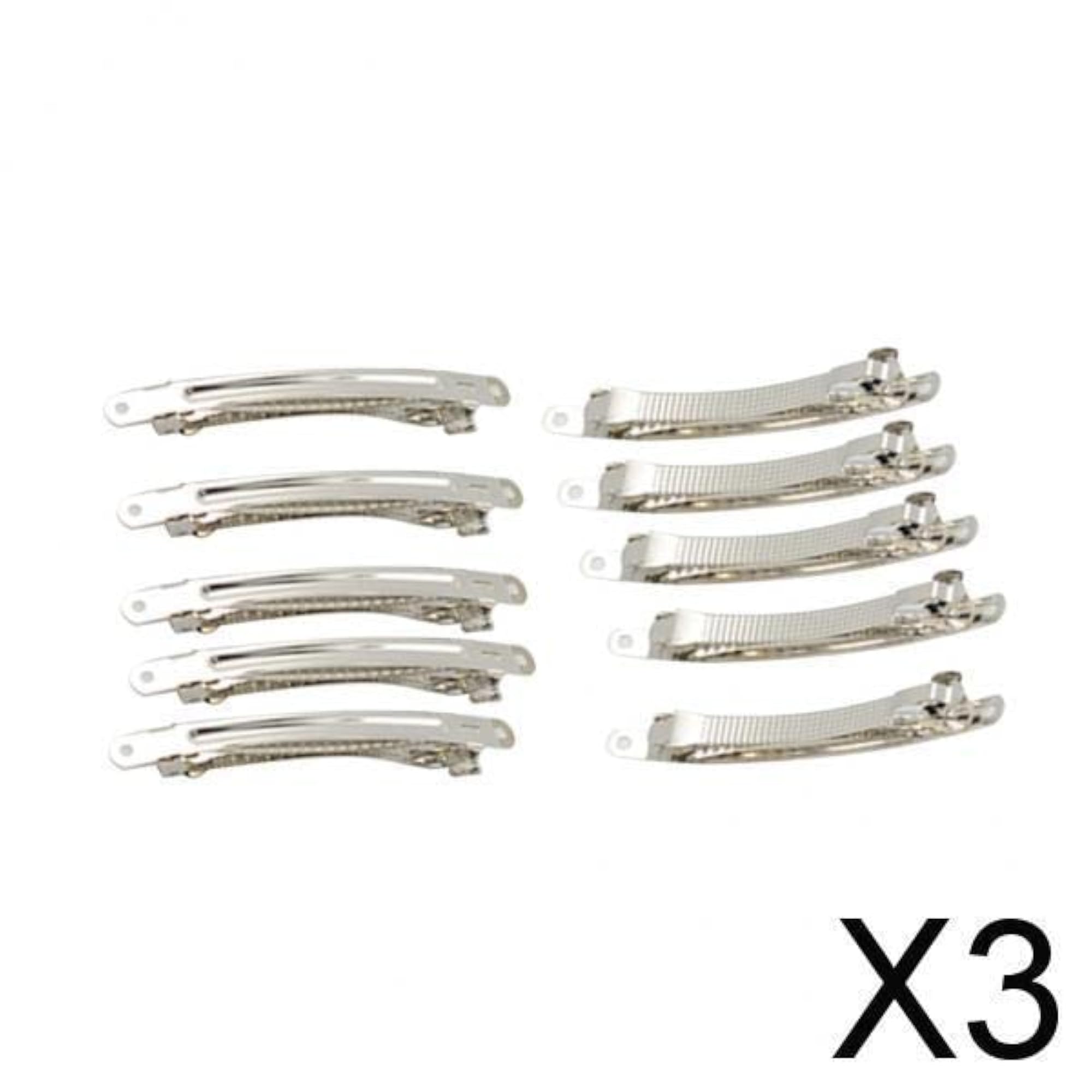 3x10pcs Silver French Style Hair Clips for DIY Craft