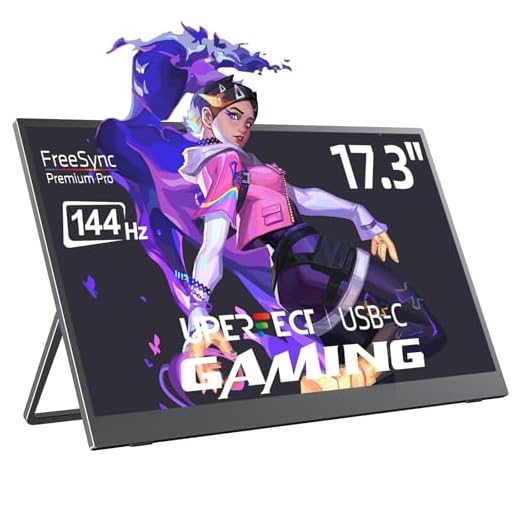 UPERFECT Portable Monitor 17.3 Zoll 144Hz, Tragbarer Monitor Mobile Display mit 1920 * 1080 Full HD IPS Bildschirm HDMI 2 USB C für PC Handy Laptop PS4/5 Switch Xbo Vesa-kompatibel