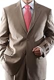 Men's 2 Button Super 150s Extra Fine Tan Dress Suit with Flat Front Pants