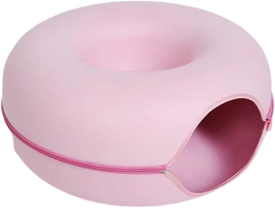 Donut Cat House Pet Cat Tunnel Interactive Game Toy Cat Bed Dual-use Indoor Toy Kitten Sports Equipment Cat Training Toy Cat House (L,Gray)