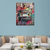 Graffiti-Kassettenband Malen nach Zahlen für Erwachsene, einfaches DIY Banksy Street Art Ölgemälde-Set auf Leinwand mit Pinseln und Acrylpigment, Retro-Stil Bild für Heimdekoration, 40,6 x 50,8 cm – Ansicht 3