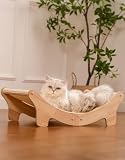 Adolug Natural Sisal Cat Scratcher Bed for Indoor Cats Scratching Post Hammock Lounge with Oak Frame, Wooden Cat Furniture for Large Cats, Modern Scratcher