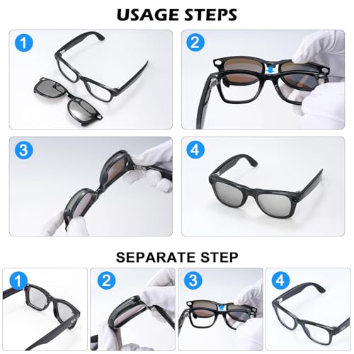 Polarized Clip for Ray-Ban Meta Wayfarer & Gen 2 (RW4006/RW4012, M Size, 50-22), Discoloration Clip for Meta Wayfarer Gen 2 UV Protection, Smart Glasses Polarized Lens Set (Tea Color) by Rechale - Image 8