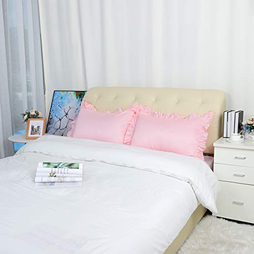 Piccocasa Satin Pillow Cases For Hair And Skin, 2-Pack-Ruffled Pillow Shams Oxford Pillowcases Covers With Envelope Closure Pink Standard (20X26Inch + 3Inch Hem) #TOP7