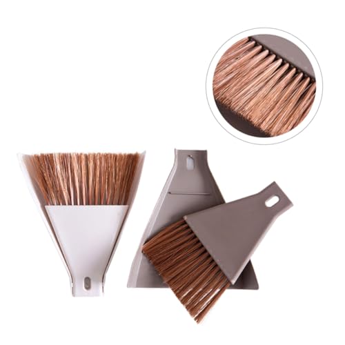 Gogogmee 2 Sätze Praktisches Mini Besen und Kehrblech Set aus Langlebigem Kunststoff mit Aufhängeöse Kompakt für Desktop Haustierkäfig und Enge Ecken in Kaffee und Beige für Einfache – Bild 5