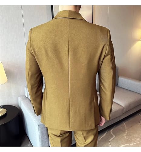 Double Breasted Suit Jacket for Men Solid Color Casual Business Wedding Groom Social Blazer3