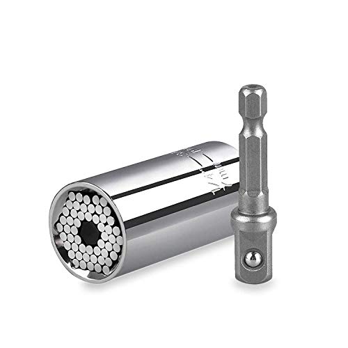 Universal Adapter Socket, Professional Socket Grip Adapter 1/4 to 3/4 inch (7-19mm) Ratchet Wrench Power Drill Adapter Tools Gifts for Men Him Husband Dad Father DIY Handyman