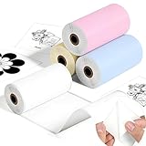 ASprink Carta termica colorata 4 rotoli compatibile con stampante termica portatile T02 M02X M02L M02 M02 M02PRO M02S P2 P2S M04S, 57 mm x 3,5 m, bianco/giallo/rosa/blu, carta adesiva 5 anni