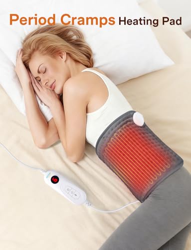 ALLJOY Heating Pad for Back Pain Relief, 12\"x44\" Large Heating Pad for Period Cramp, Electric Heating Pads Wrap for Lower Back Neck Shoulders Back Warmer with 10 Heat Levels & 4 Timers Auto Off